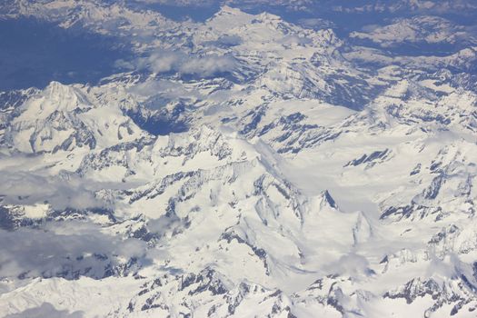 Alps - aerial view from window of airplane