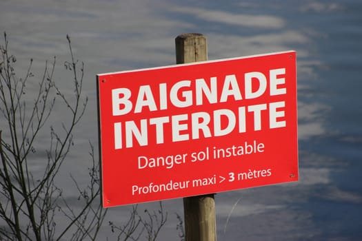 Panneau Baignade Intredite Danger sol instable - Profondeur maxi 3 mètres