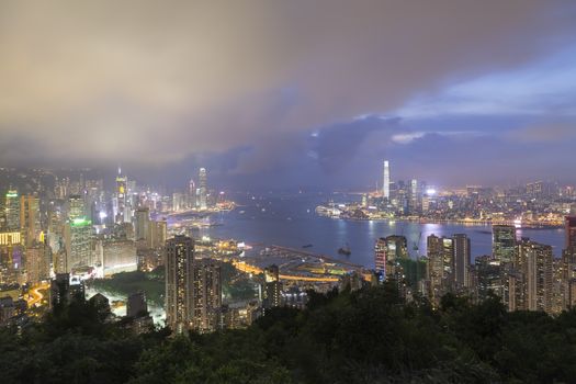 Hong Kong city, This  photo was shot from Braemar Hill in the evening after sunset.