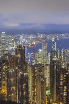 Hong Kong city, This  photo was shot from Victoria Peak in the evening after sunset.