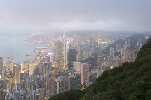 Hong Kong city, This  photo was shot from Victoria Peak in the evening after sunset.