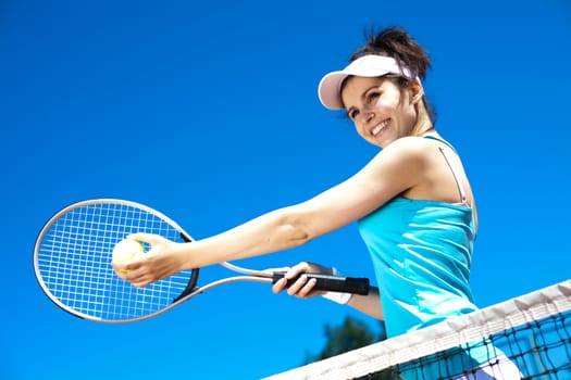 Girl Playing Tennis, summertime saturated theme