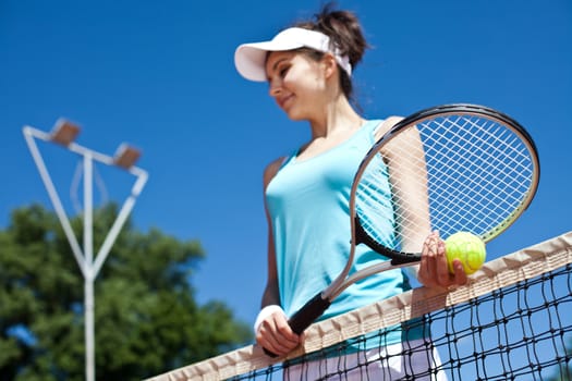 Girl Playing Tennis, summertime saturated theme