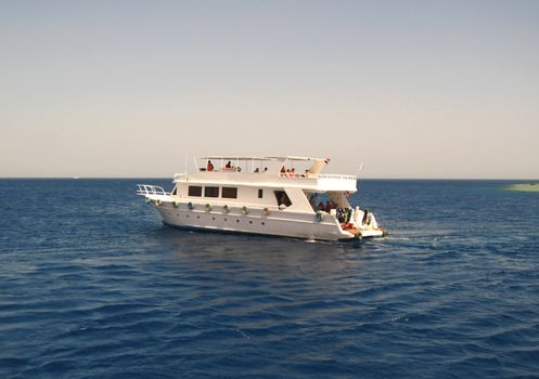 White Ship Moving By The Red Sea