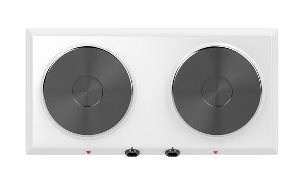Double hot plate isolated on white background, top view