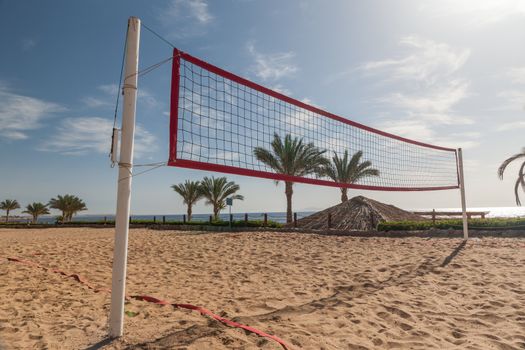 The beach at the luxury hotel, Sharm el Sheikh, Egypt. view from the volleyball court