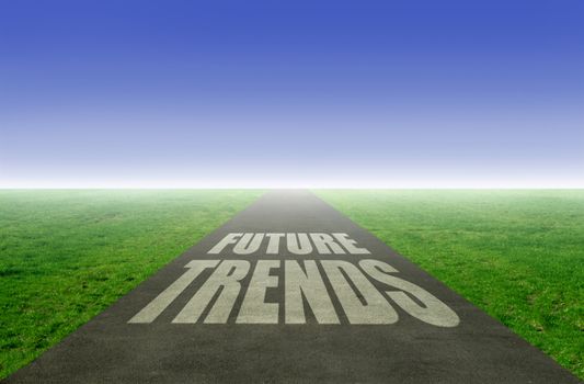 New future trends concept, with open road leading towards the horizon