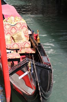 Typical chairs luxury in a gondola in Venice, Italia