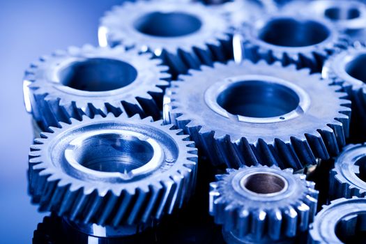 Closeup of gears, industrial mechanism, technic concept