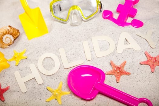 Toys for the beach, vivid colorful atmosphere