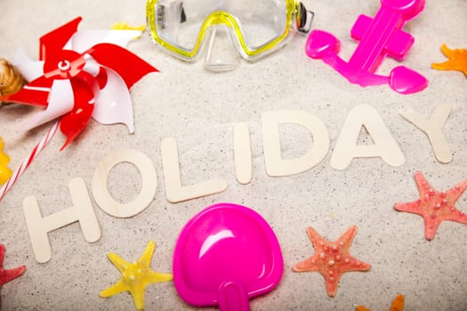 Toys for the beach, vivid colorful atmosphere