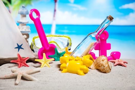 Holiday, summer, beach Background, vivid colorful atmosphere