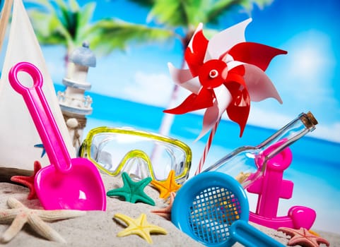 Beach background, vivid colorful atmosphere