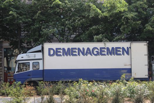 Blue french commercial delivery truck