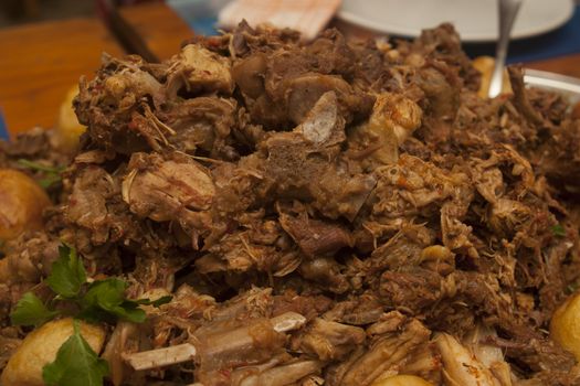 plate of traditional canarian cuisine rabbit meat