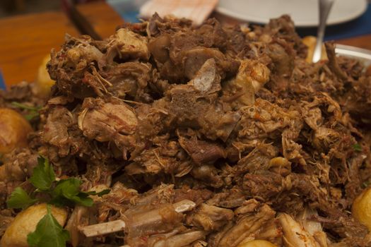 plate of traditional canarian cuisine rabbit meat