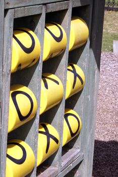 A game of tic-tac-toe is a part of this childrens playhouse.