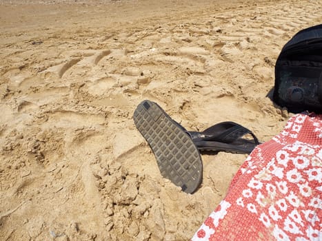 Sandals flip-flop on the beach summer vacation leisure image