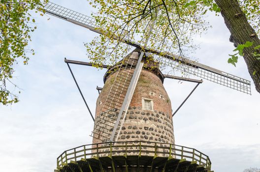 Historic and famous windmill in the former customs house of Zons near Dusseldorf am Rhein, Germany.