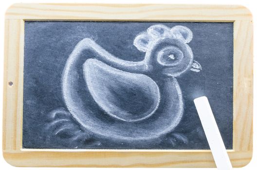 Blackboard in wooden frame with a chalk drawing.