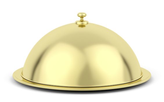Closed restaurant cloche on white background