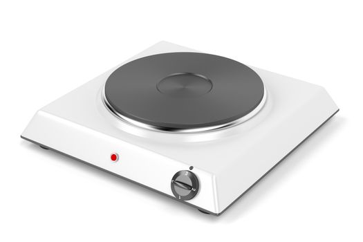 Single electric cooking plate on white background
