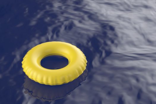 Swim ring floating on the sea
