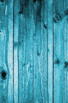 Turquoise Weathered Rustic Plank Wooden Background closeup. Vertical View