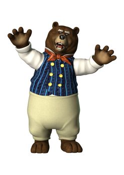 3D digital render of a fairytale bear isolated on white background