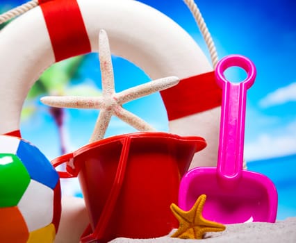 Beach background, vivid colorful atmosphere