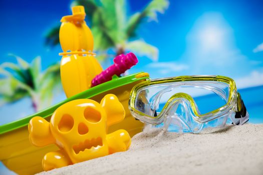 Toys for the beach, vivid colorful atmosphere