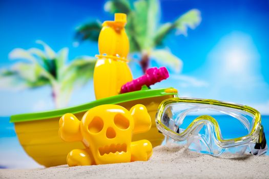 Toys for the beach, vivid colorful atmosphere