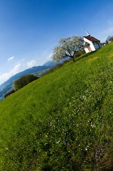 Landscape in mountains, natural colorful tone