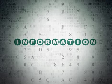 Information concept: Painted green text Information on Digital Paper background with Hexadecimal Code, 3d render