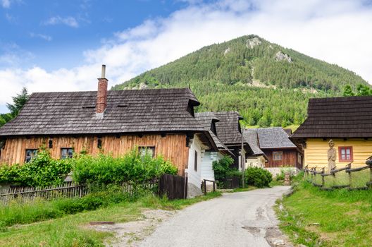 Traditional folklore houses in old village Vlkolinec, Slovakia, Europe