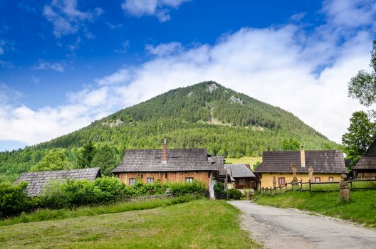 Scenic view of old traditional village Vlkolinec in Slovakia, Europe