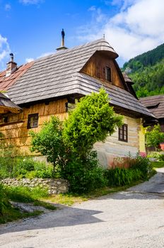 Traditional folklore house in old village Vlkolinec, Slovakia, Europe
