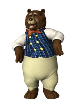 3D digital render of a fairytale bear isolated on white background