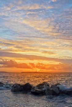 beal beach near ballybunion on the wild atlantic way ireland with a beautiful yellow sunset