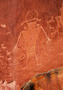 Native American Indian Fremont Petroglyphs Sandstone Mountain Capital Reef National Park Torrey Utah