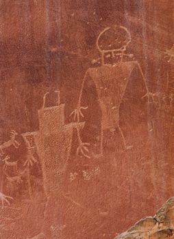 Native American Indian Fremont Petroglyphs Sandstone Mountain Capital Reef National Park Torrey Utah