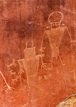 Native American Indian Fremont Petroglyphs Sandstone Mountain Capital Reef National Park Torrey Utah