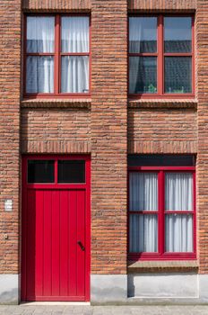 Front view of Apartment Building in Bruges, Belgium