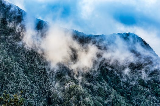 Mountains with clouds on sky landscape in Tenerife Canary island, Spain