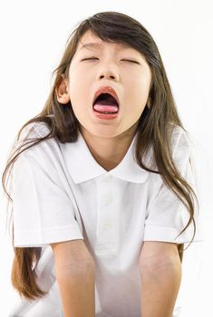 Beautiful Girl opening Mouth isolated on White background