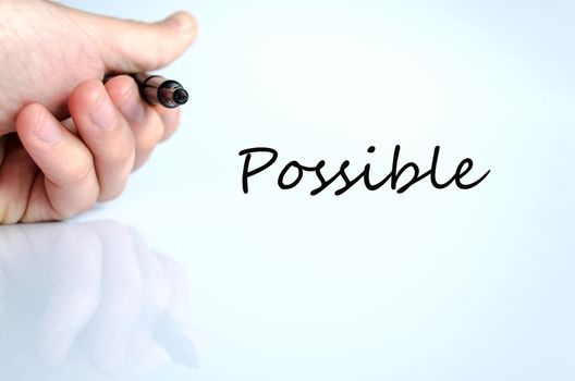 Pen in the hand isolated over white background Possible