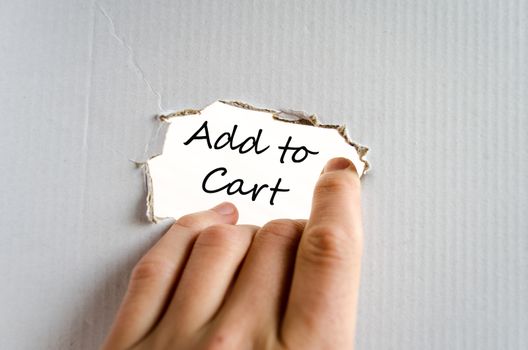 Hand and text on the cardboard background Add to cart