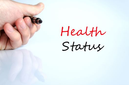 Pen in the hand isolated over white background Healt Status concept