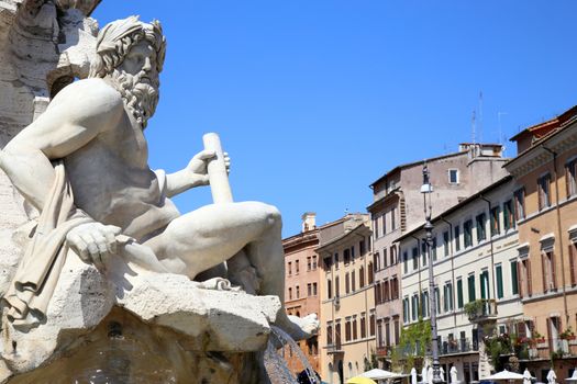 Fountain Zeus in Bernini's, dei Quattro Fiumi in the Piazza Navona in Rome, Italy