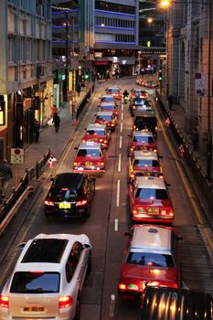 Hong Kong, HKG - March 28, 2012: Traffic in Hong Kong at night